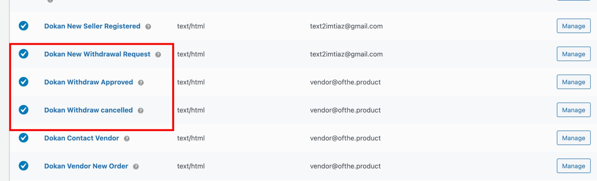 This is a screenshot of emails
