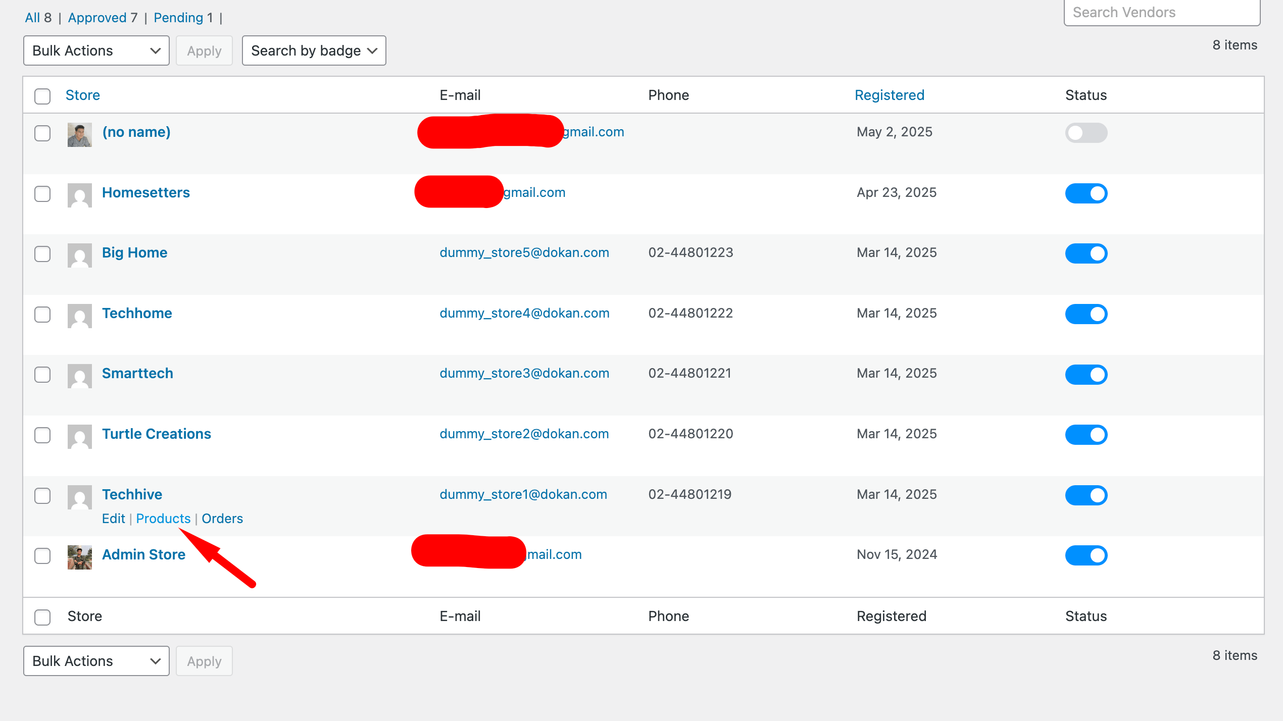 This is a screenshot of products