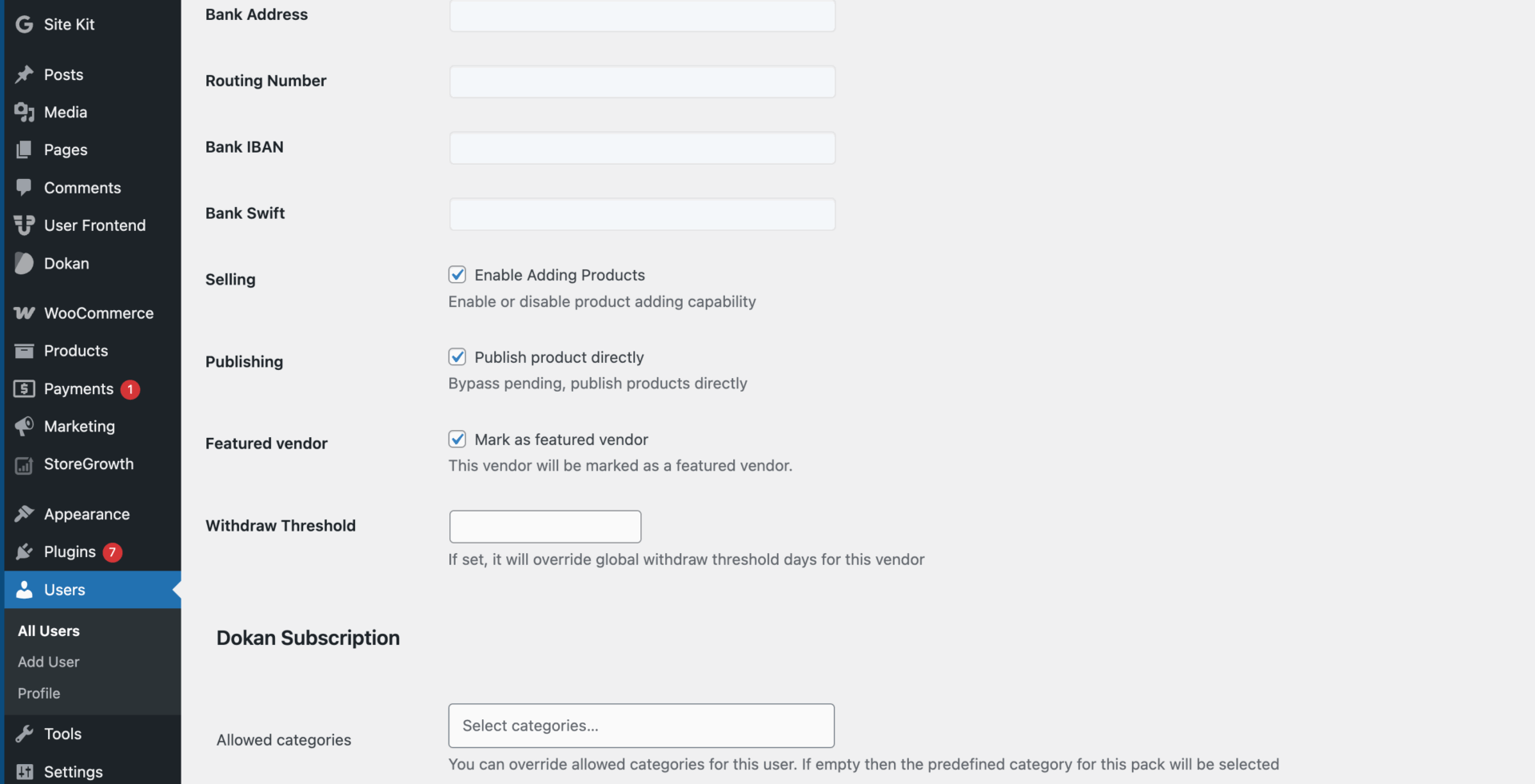 This is a screenshot of publish product directly