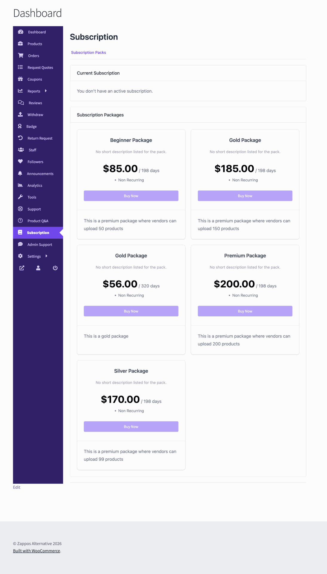 Vendor Dashboard_subscription