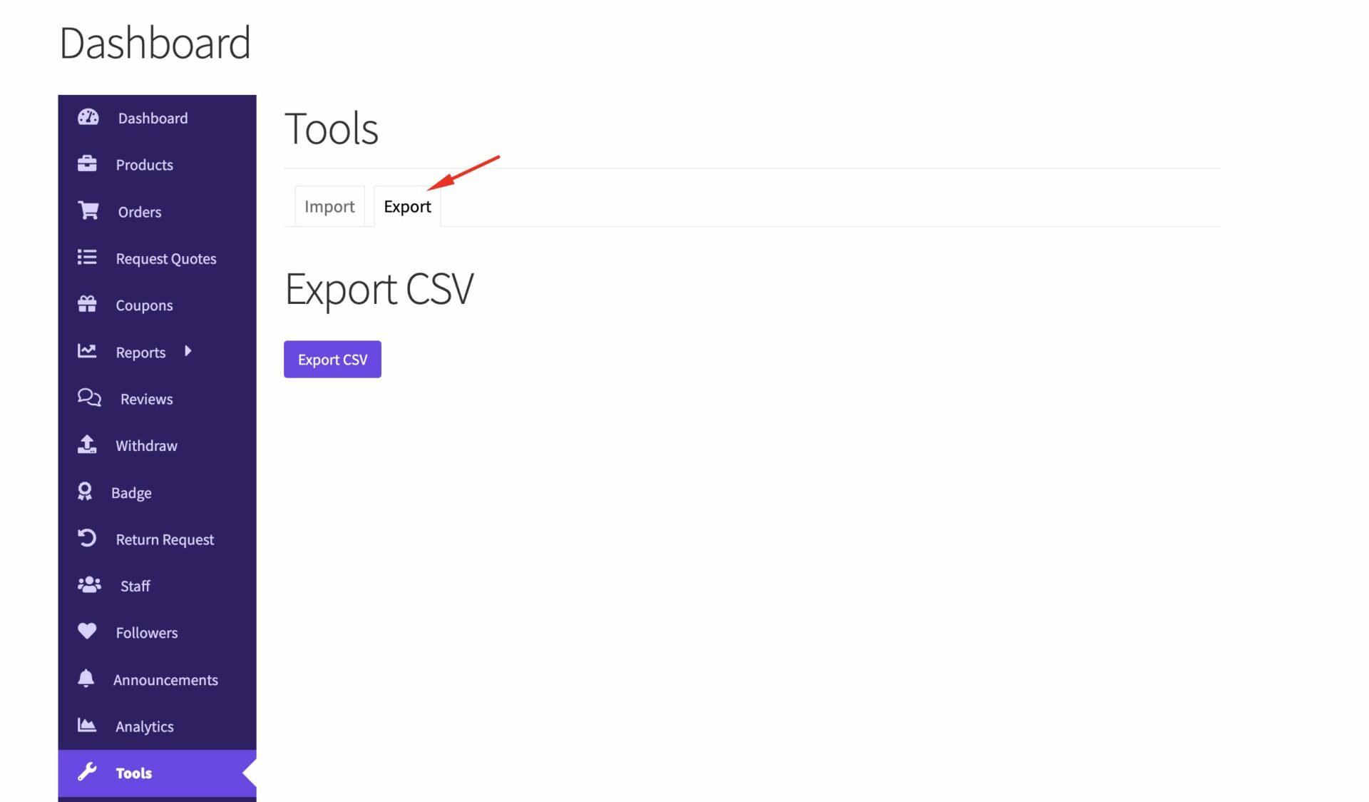 this is a screenshot of export
