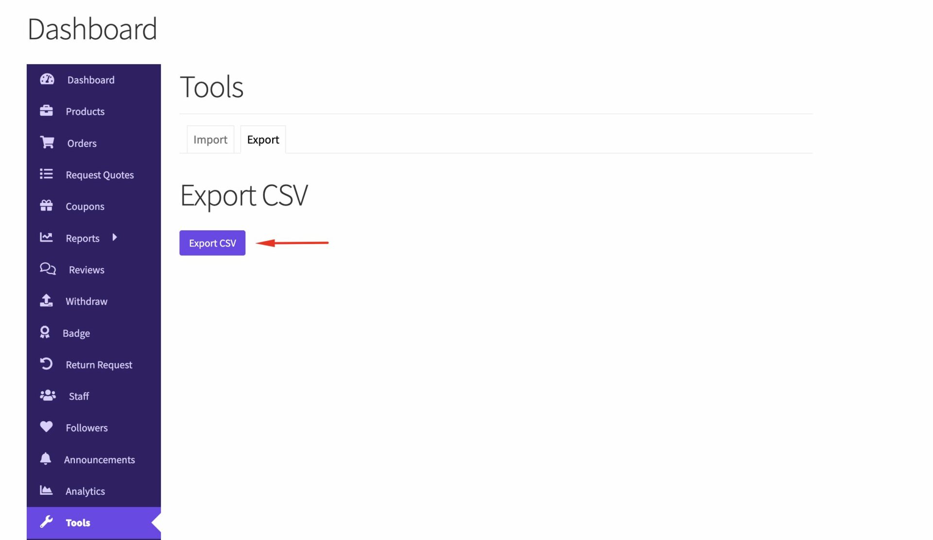 this is a screenshot of Export as CSV