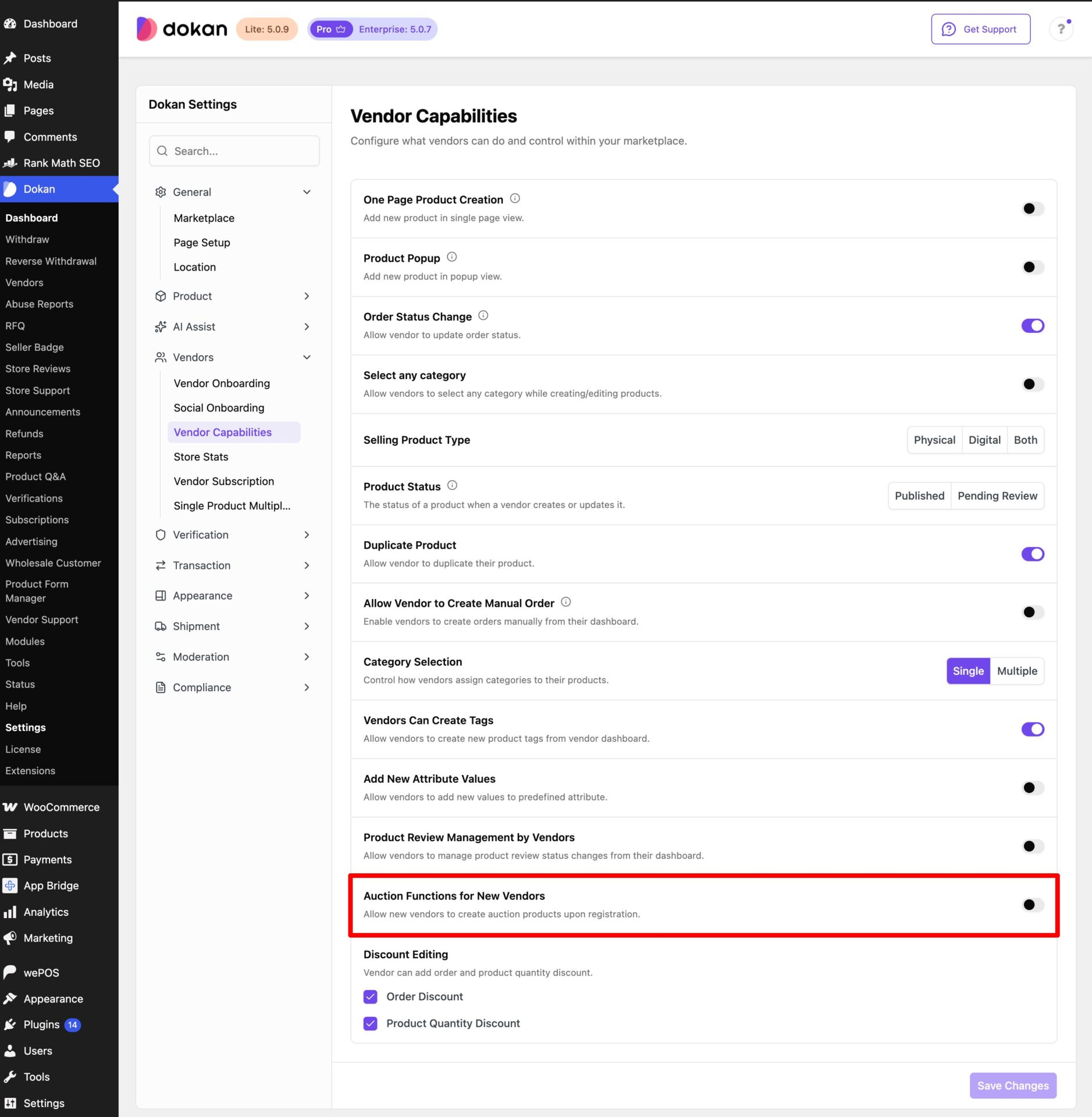 This is a screenshot of new vendor enable auction