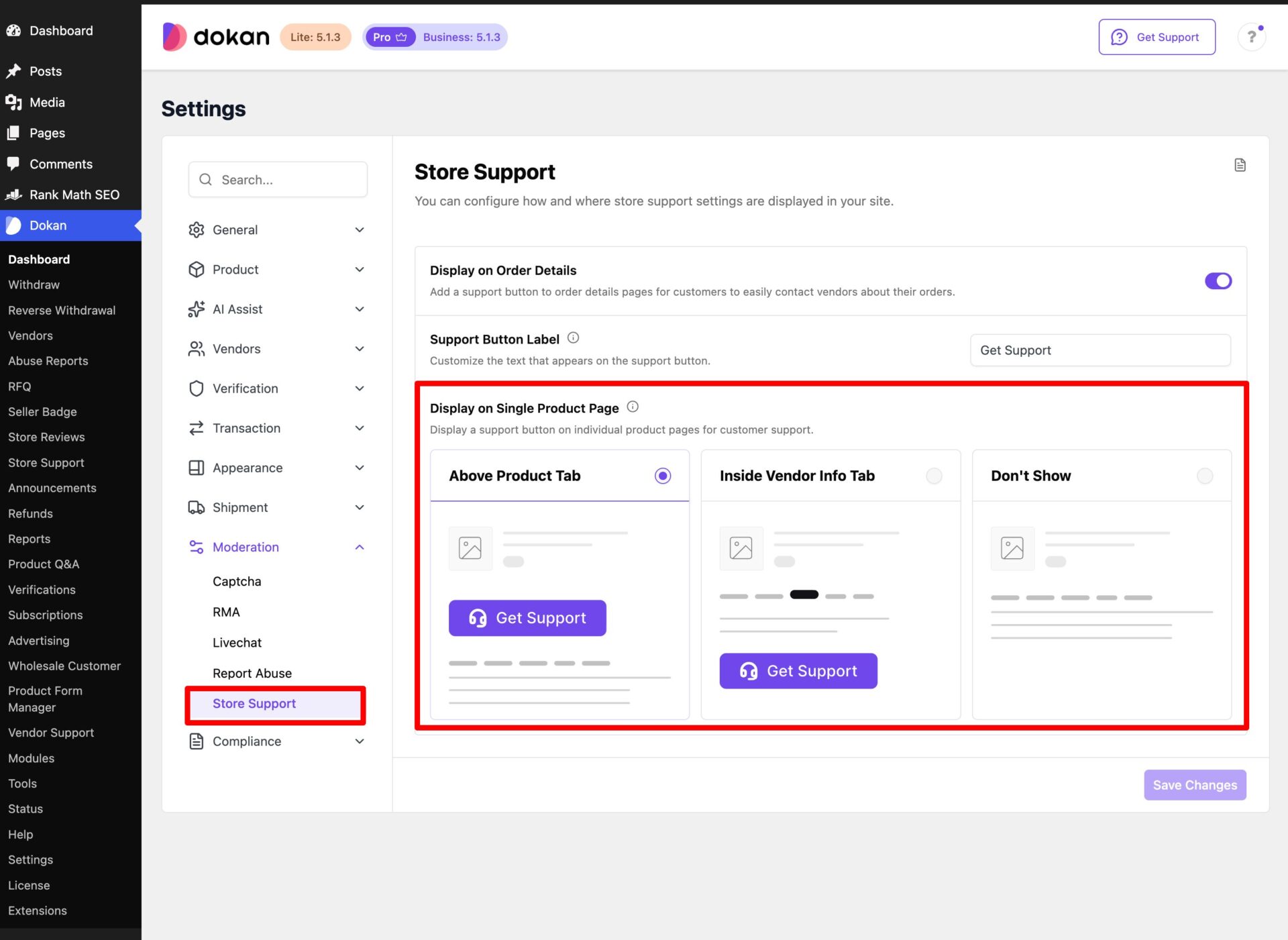 this is a screenshot of display store support