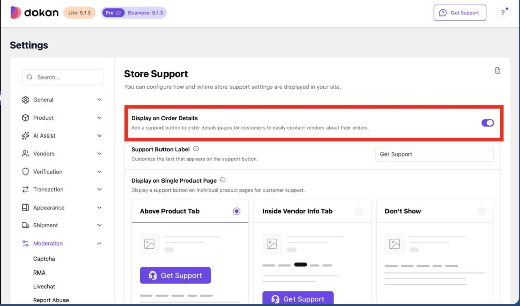 this is a screenshot of Enable store support