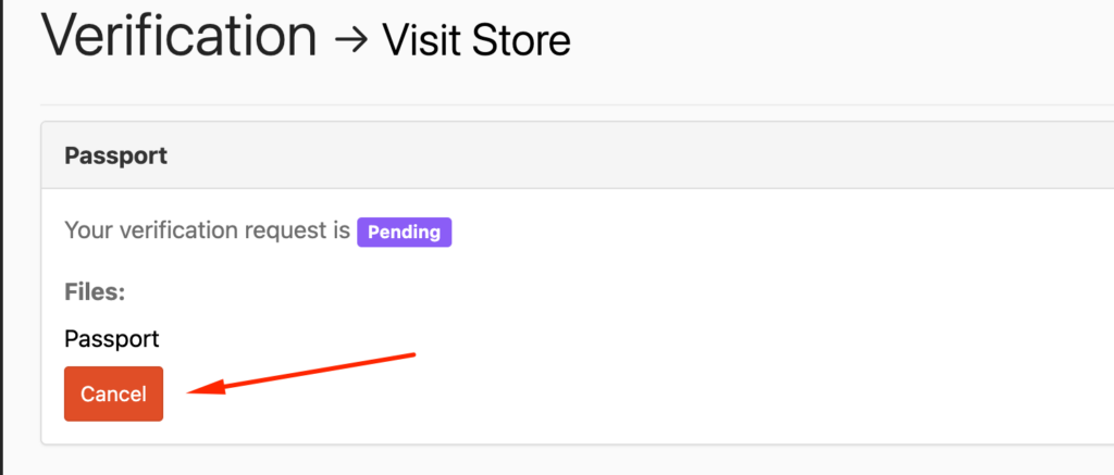 This is a screenshot of cancelling verification