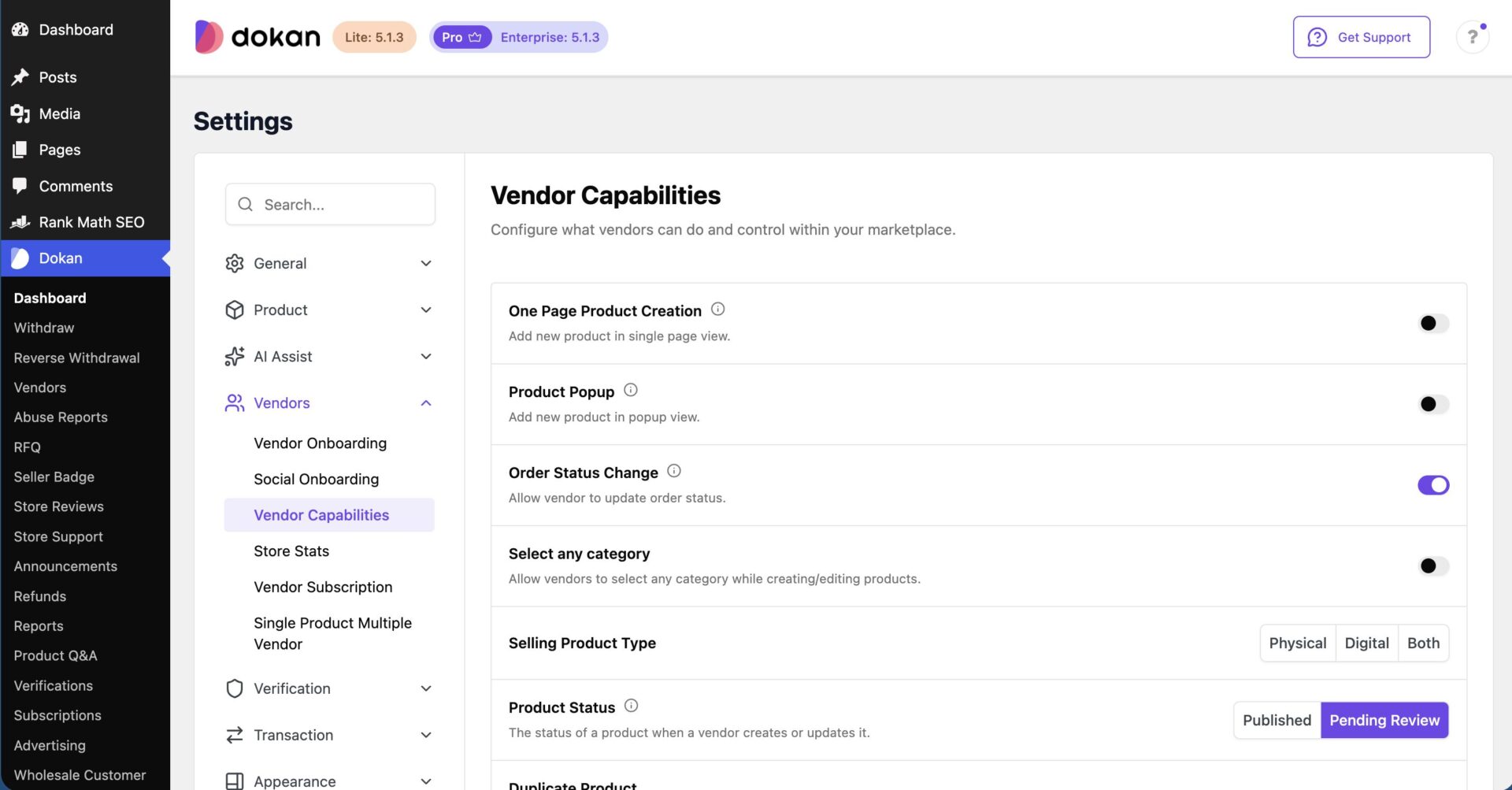 This image shows Dokan Product Approval System
