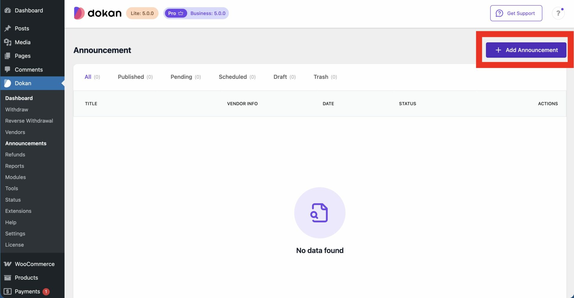 This is a screenshot of add announcement