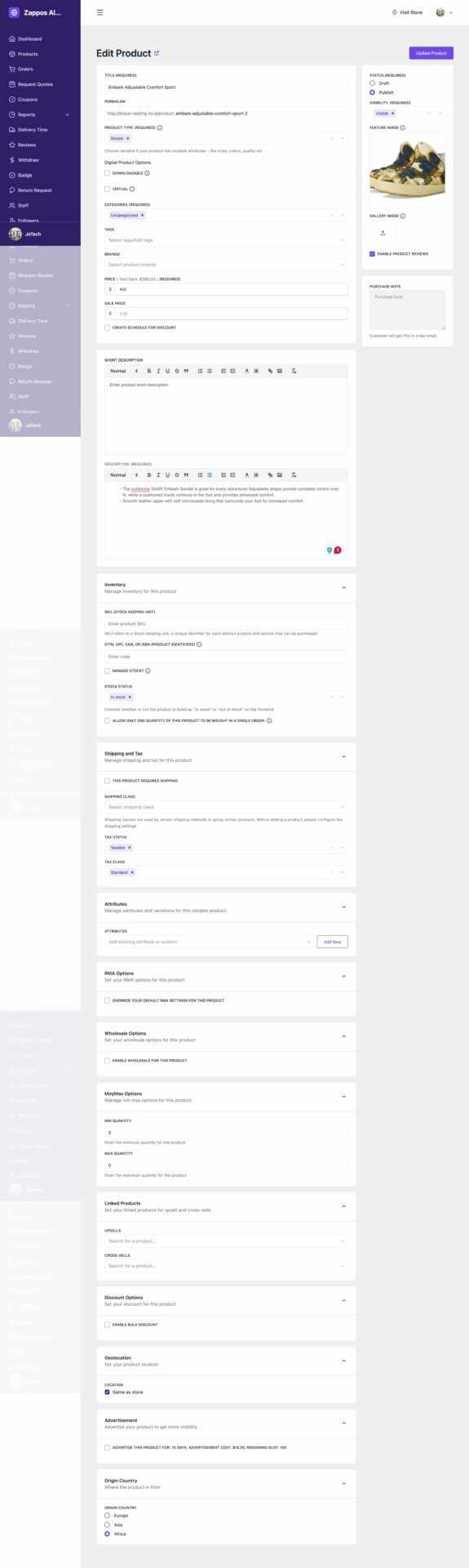 This is a new screenshot of new product edit form