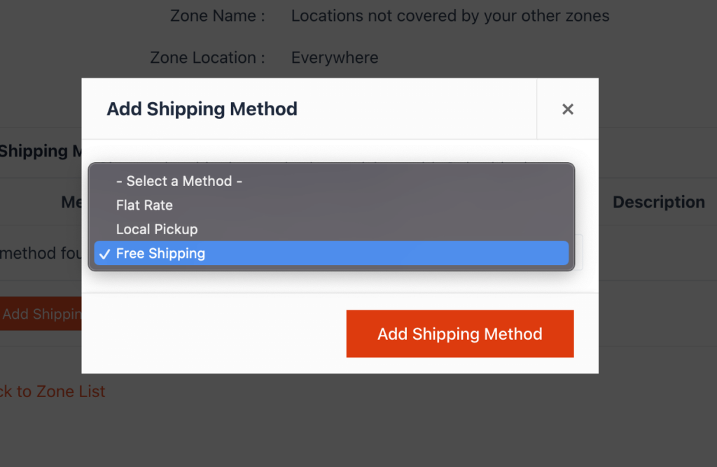 This is a screenshot of add shipping method from vendor dashboard