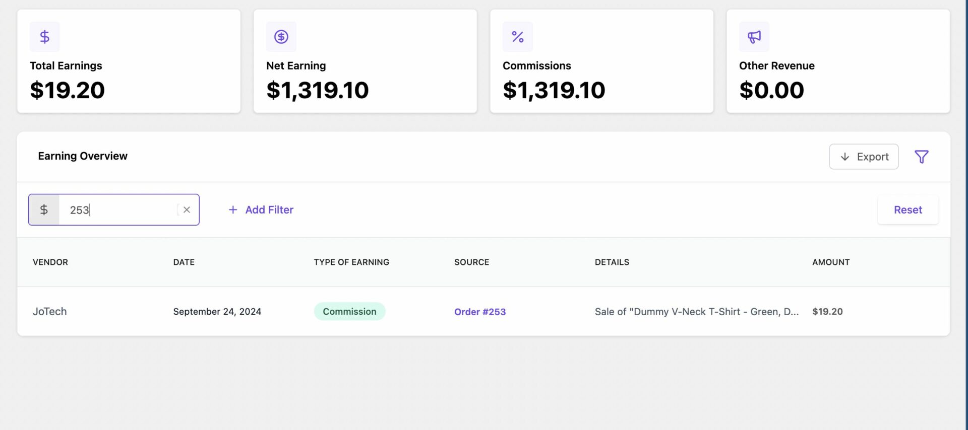 Earning Reports By Date Range
