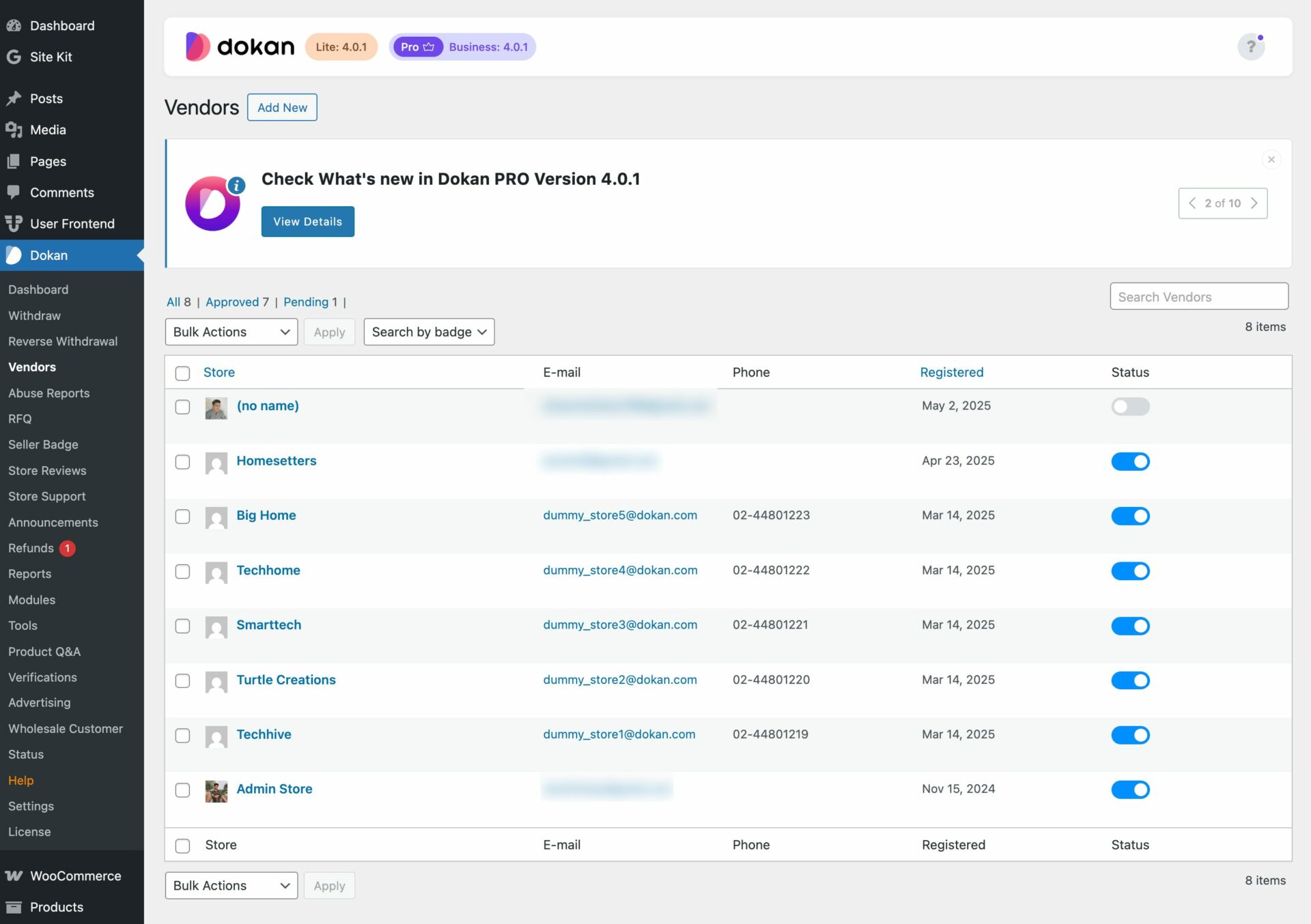 Manage Vendors