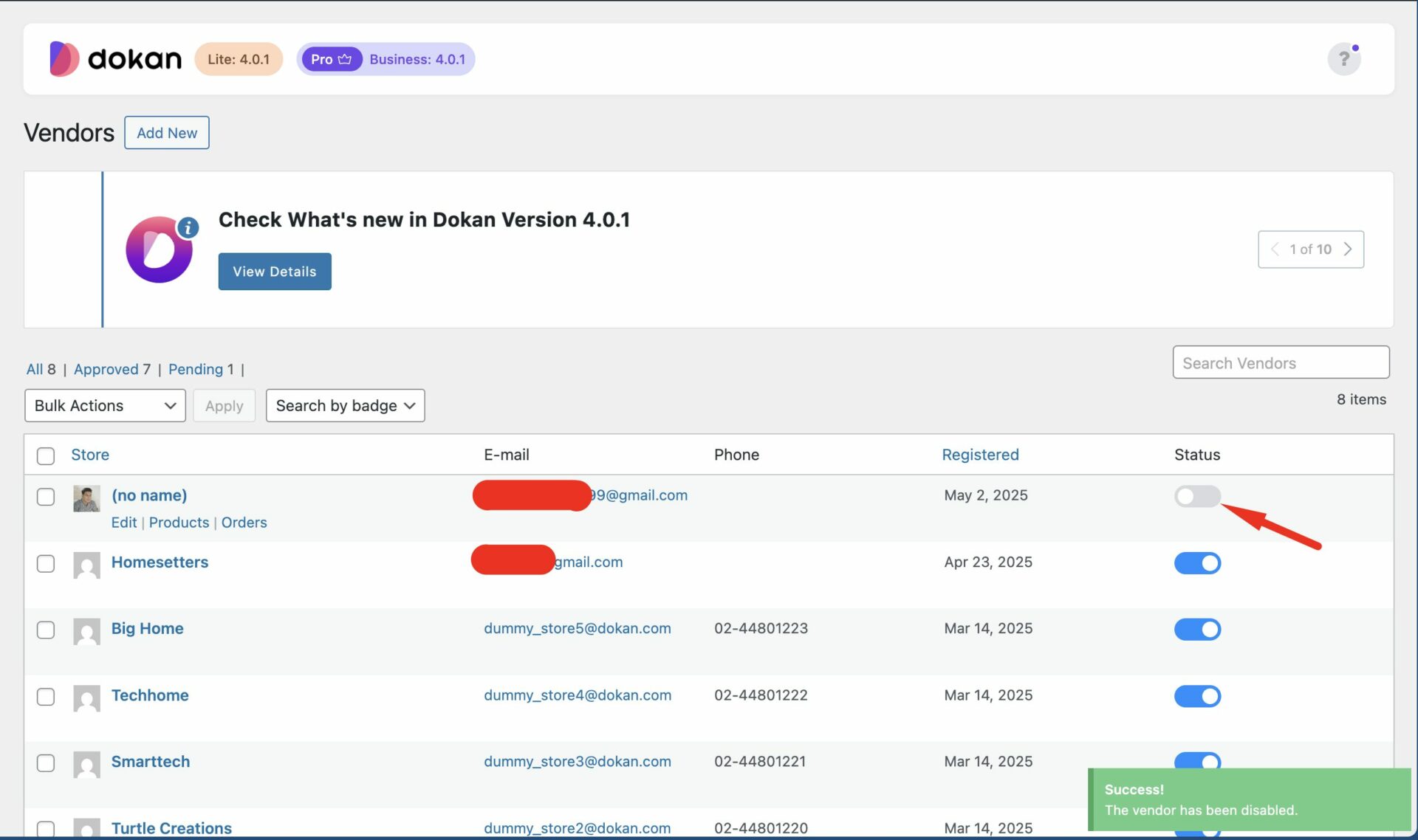 Enable vendors