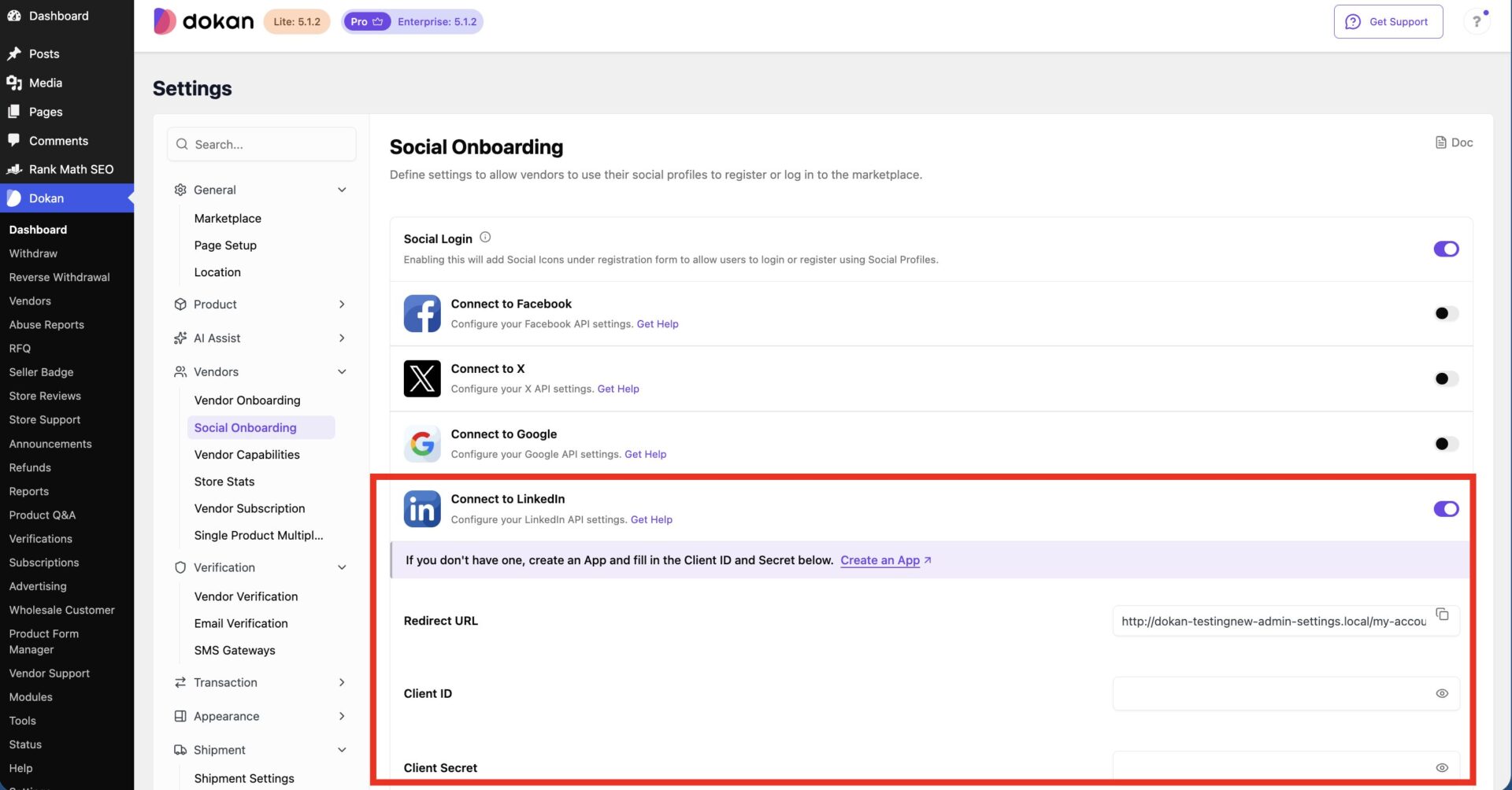 This is a screenshot of Linkedin Settings