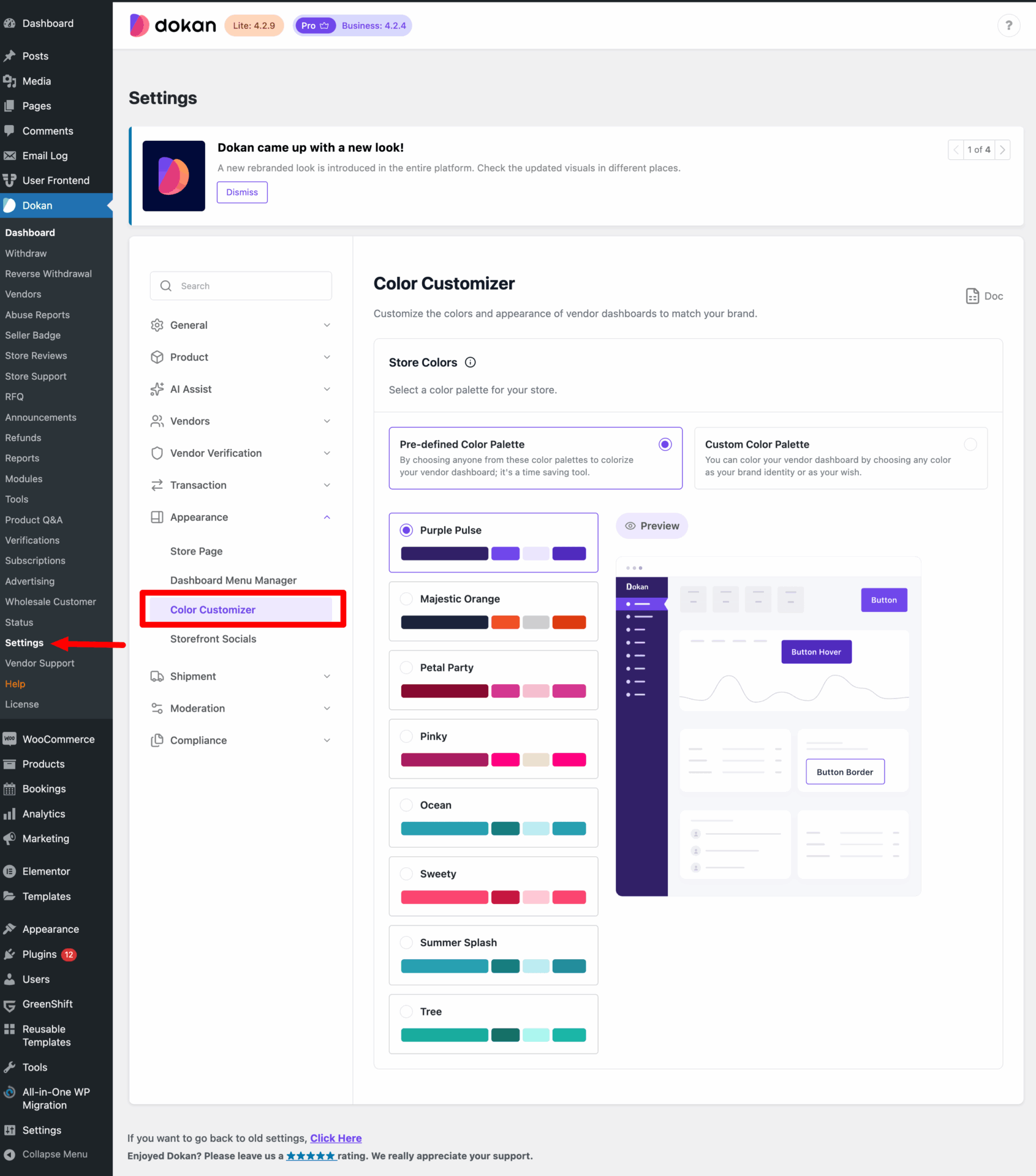 This is a screenshot of Color Settings