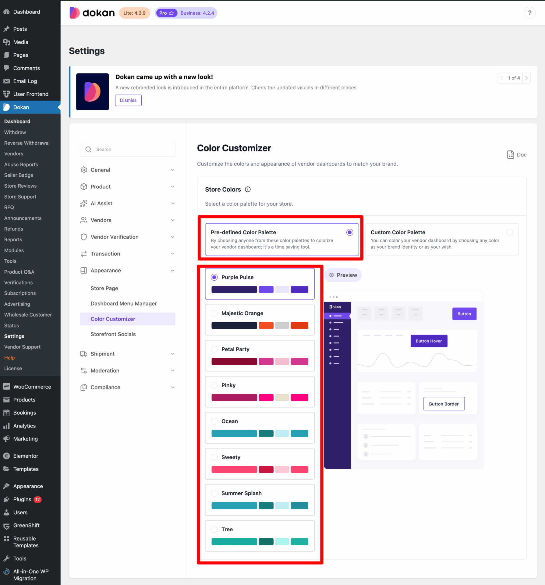 This is a screenshot of color pallette