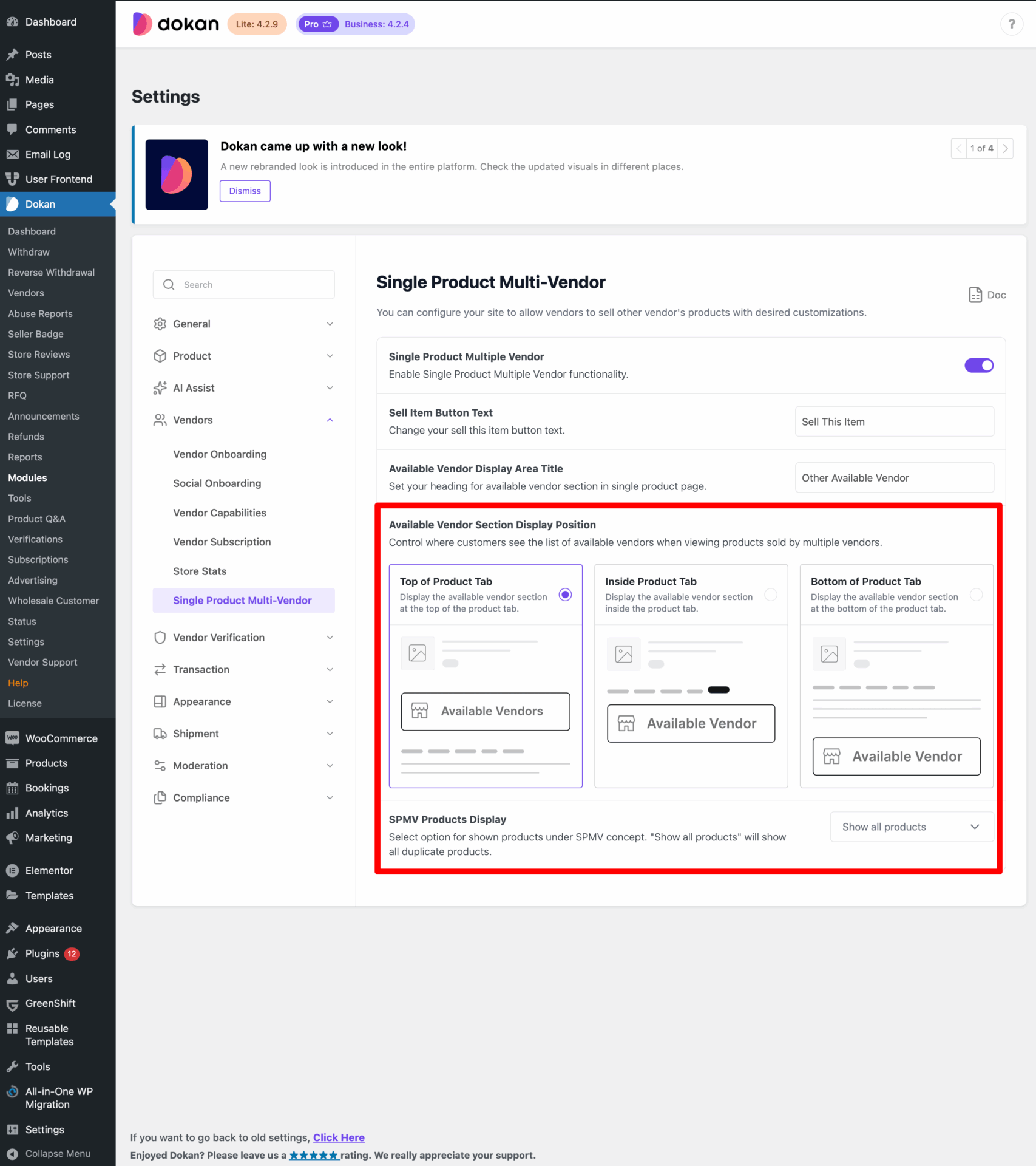 This is a screenshot of SPMV position