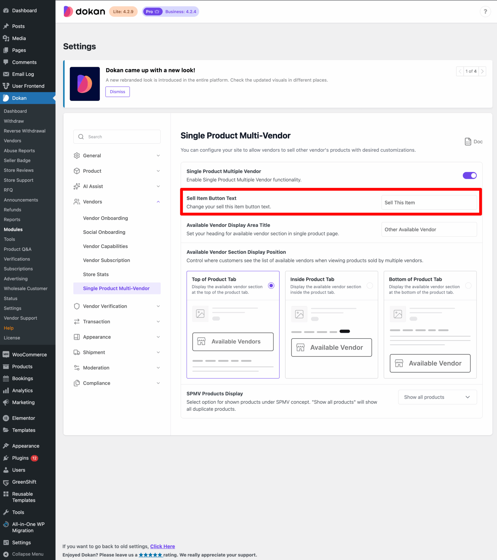 This is a screenshot of Sell item button first