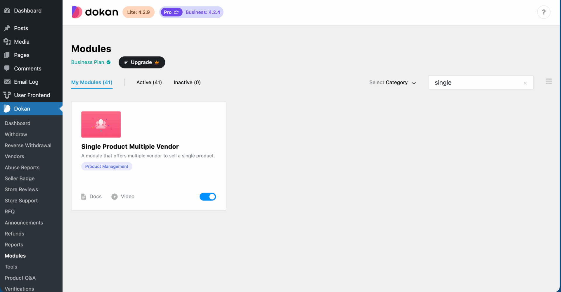 This is a screenshot of activating module
