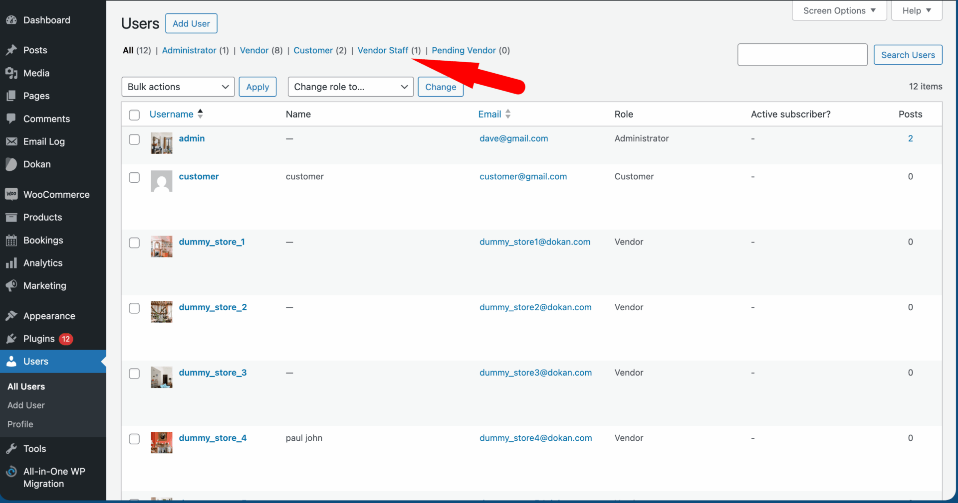This is a screenshot of staff manager