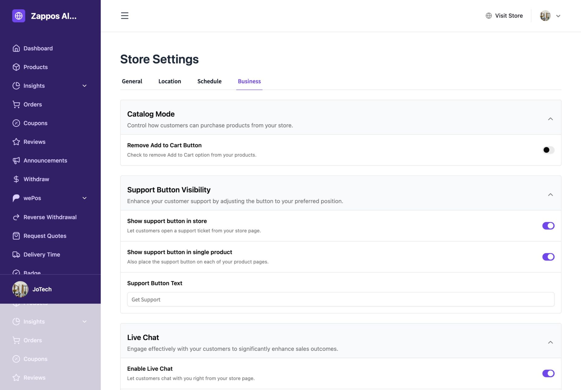 this is a screenshot of vendor configuration