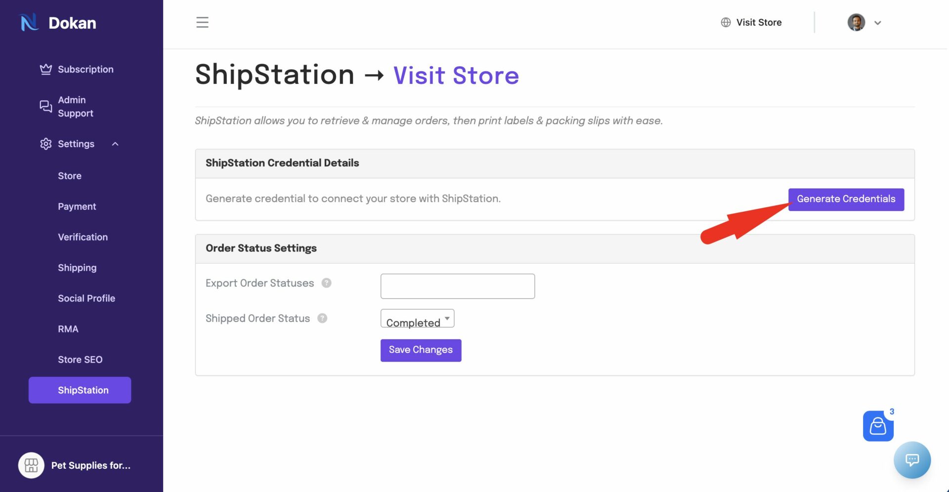 This is a screenshot of generate credentials