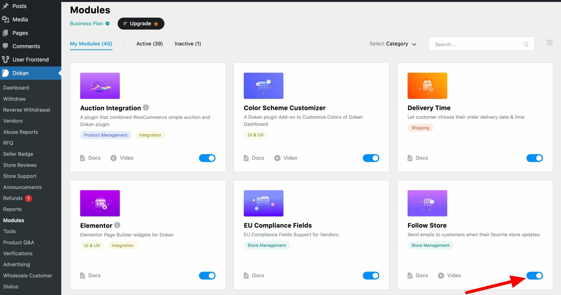 This is a screenshot of follow store module