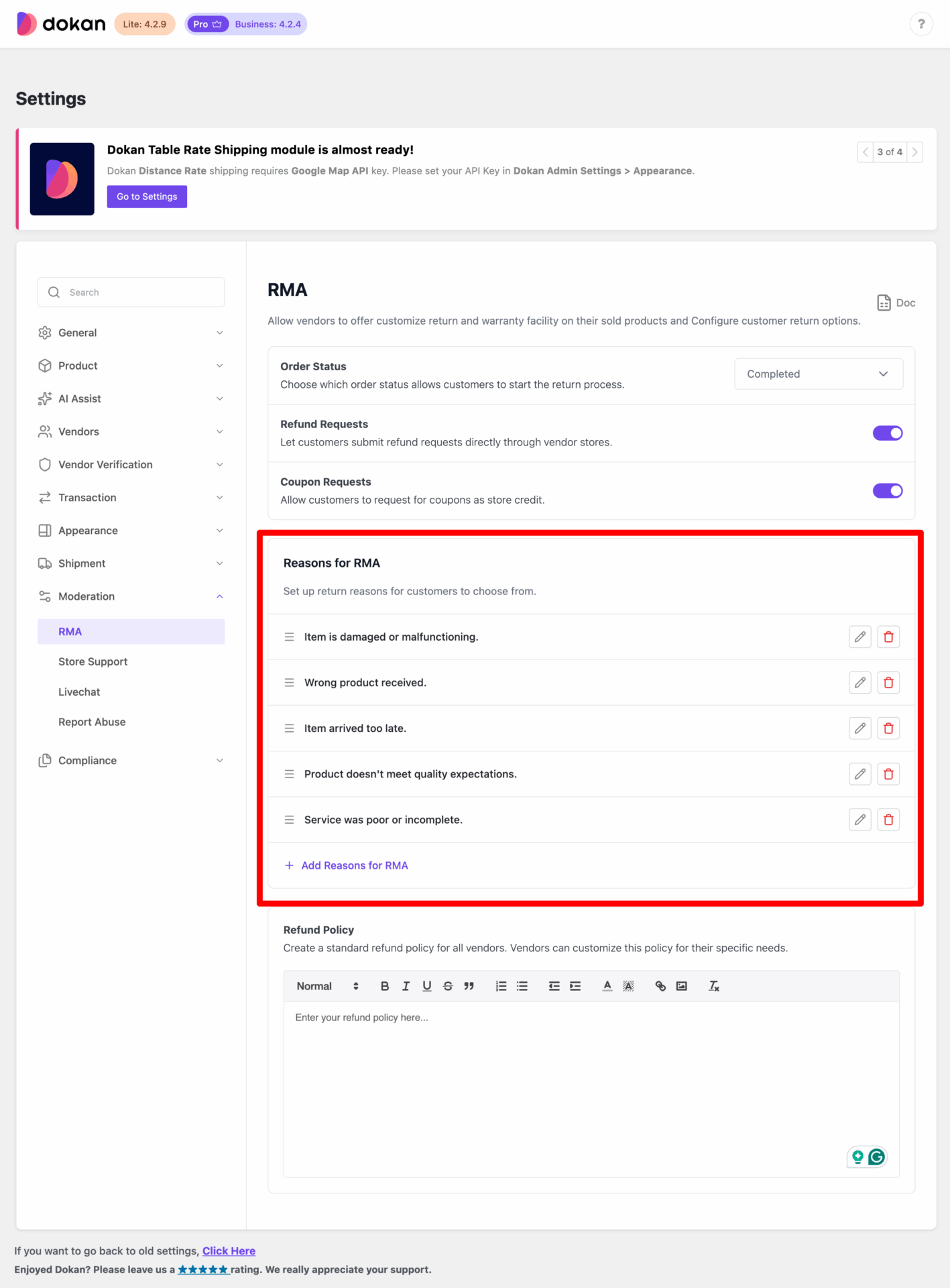 This is a screenshot of Refund Requests