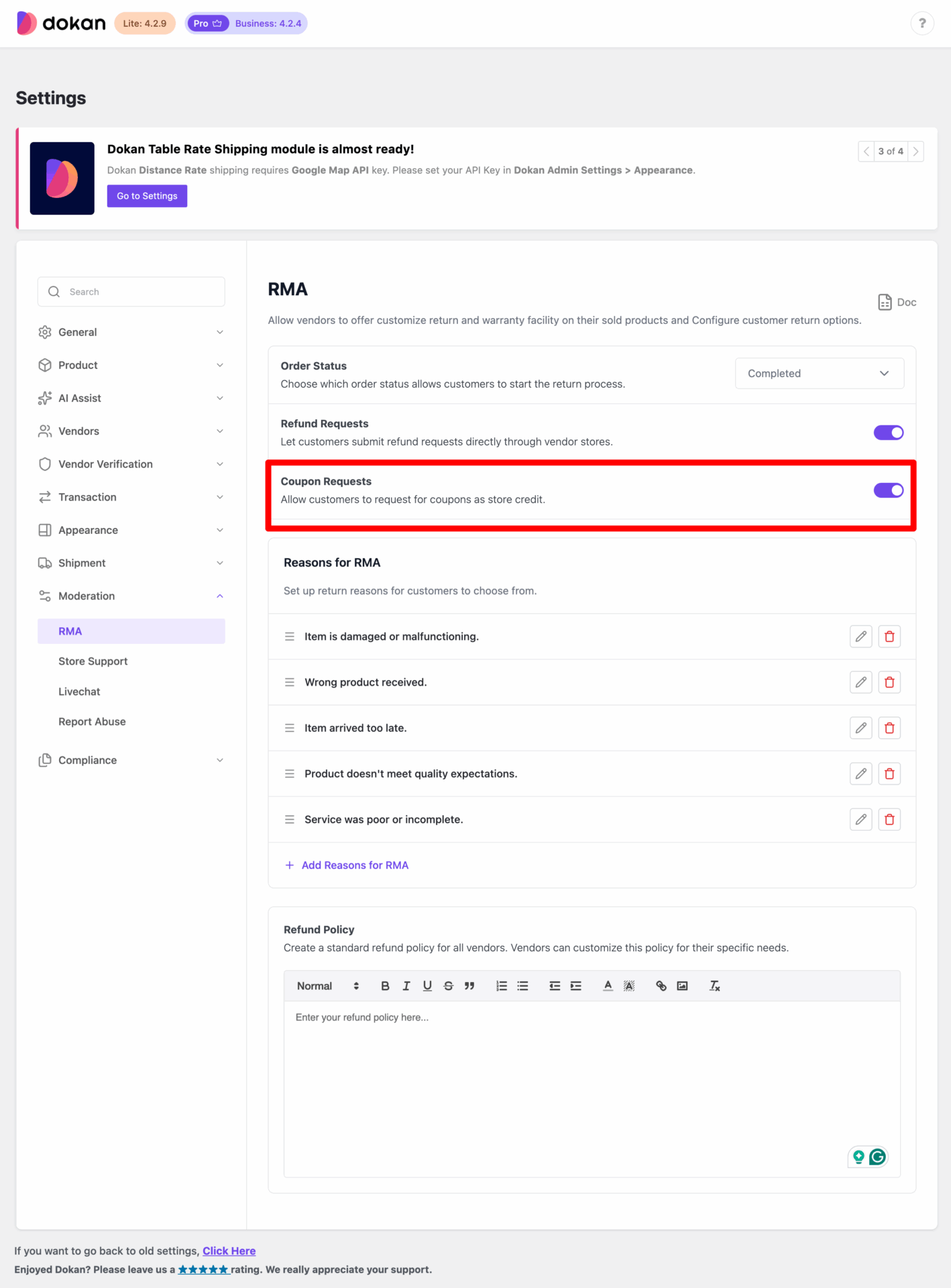 This is a screenshot of coupon Requests
