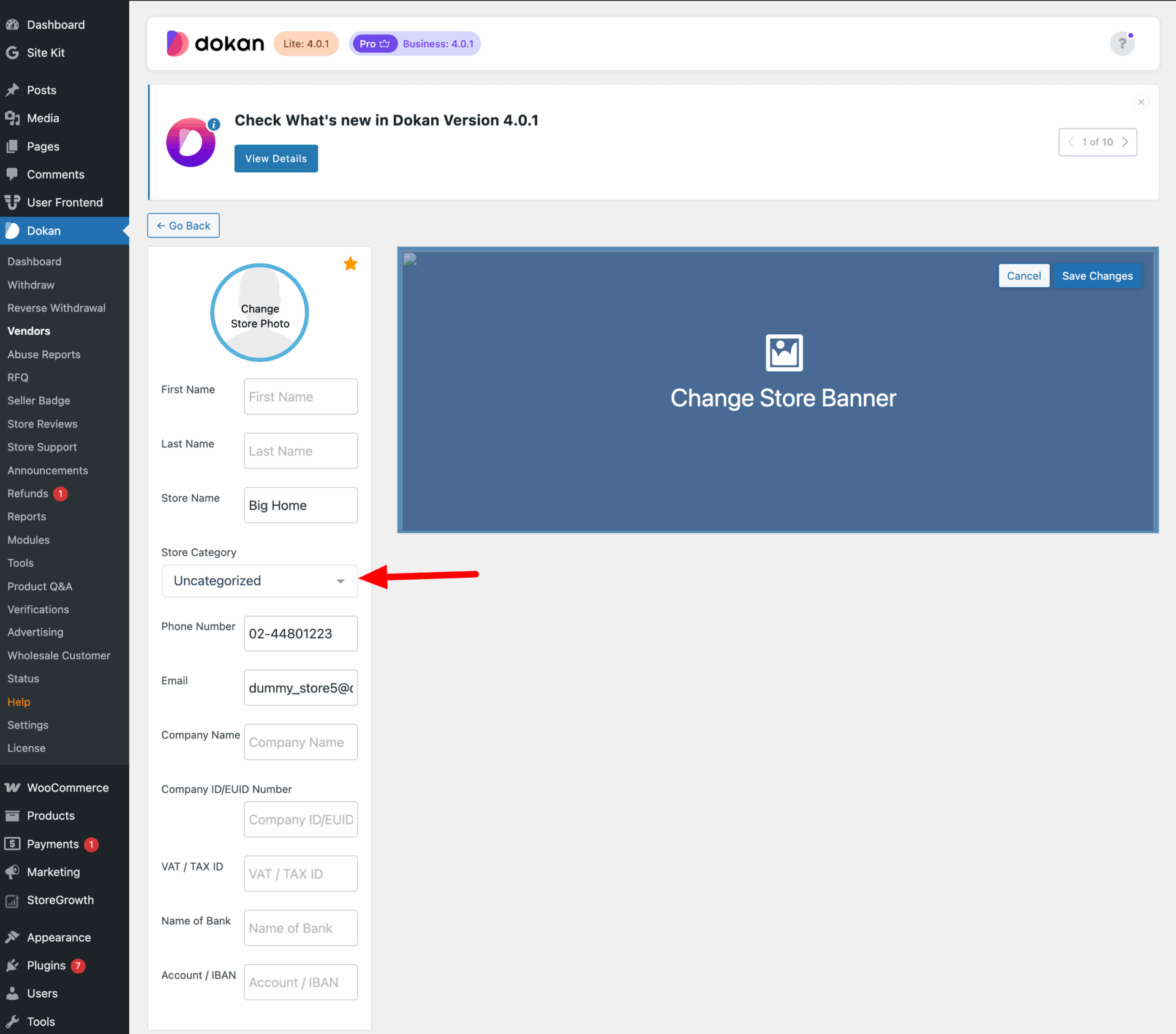 This is a screenshot of category selection