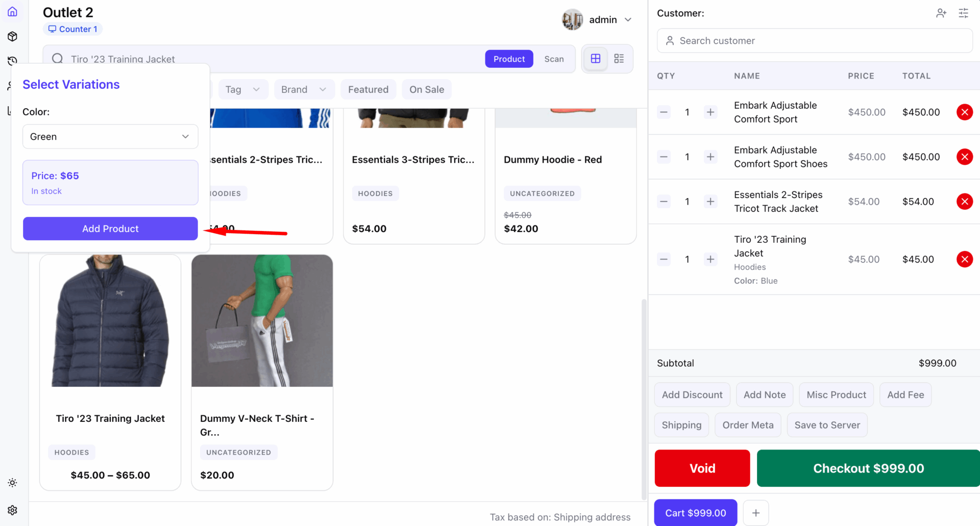 Add Product Button from variations
