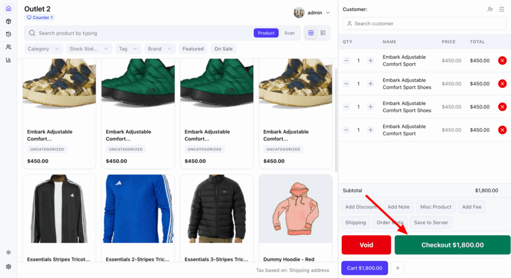 Checkout button