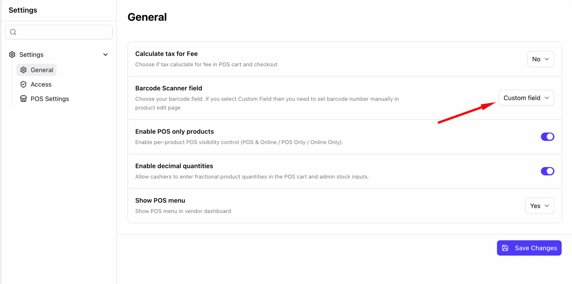 This is a screenshot of custom field
