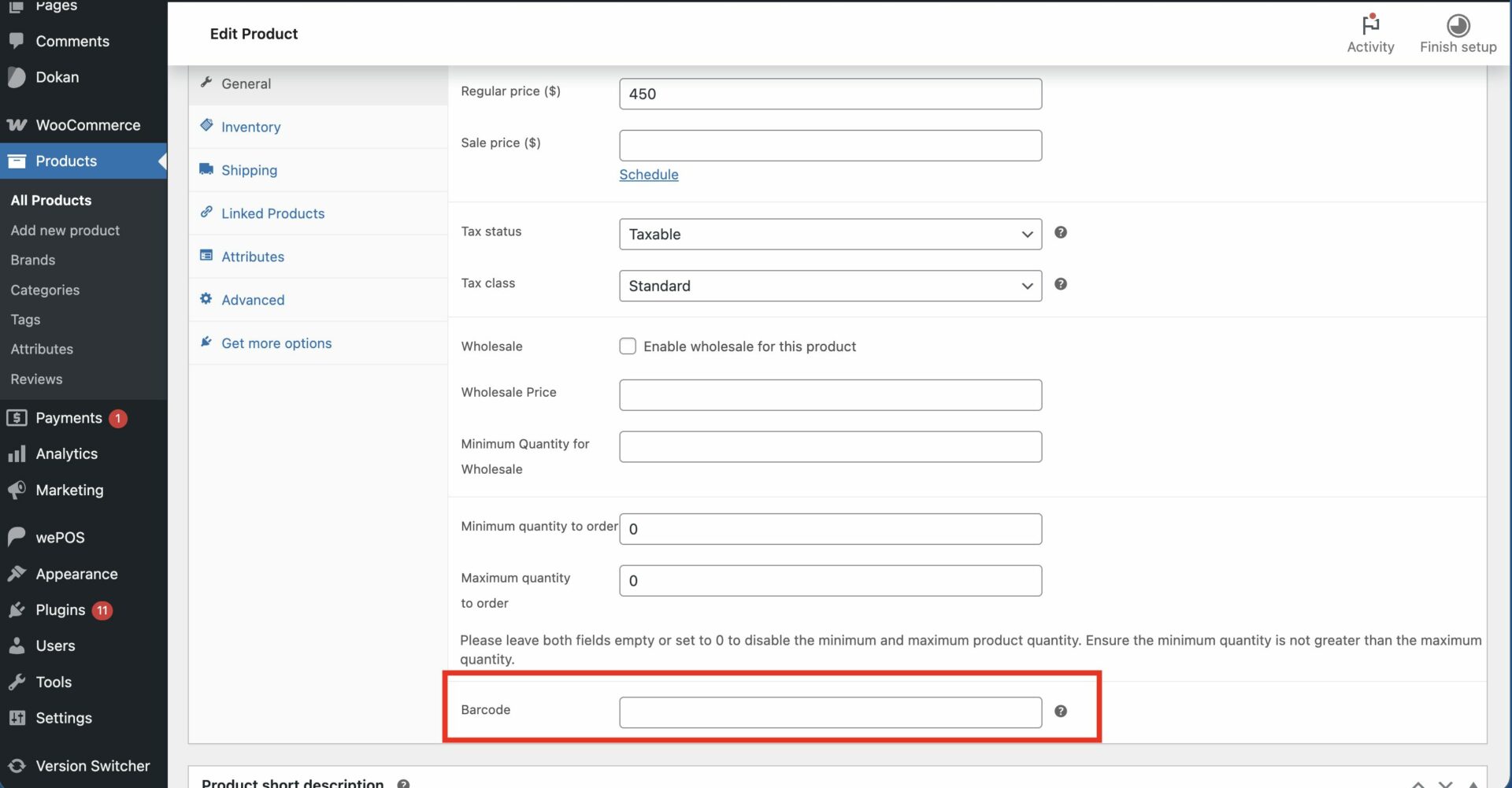 Adding product data in wePos