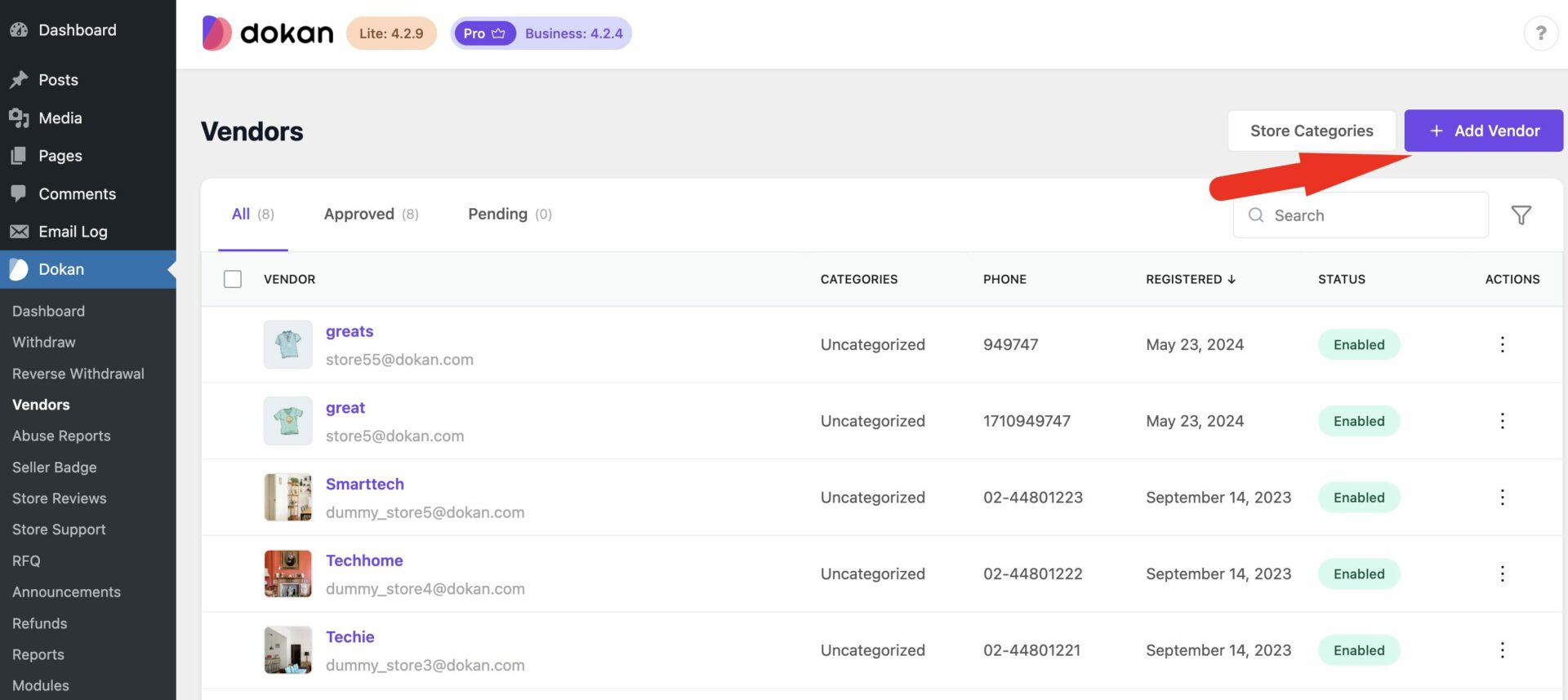 This is a screenshot of Add Vendor