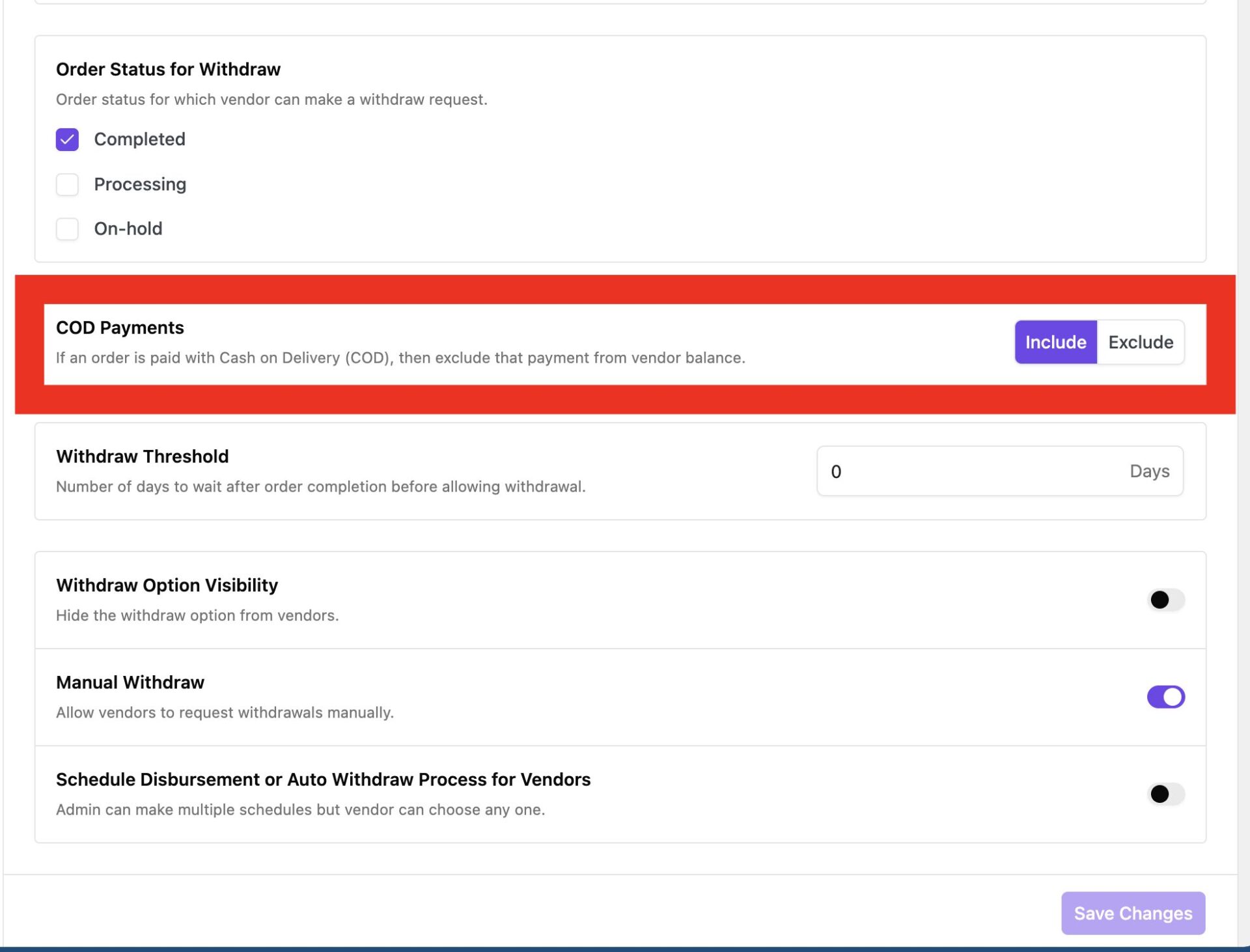 This image shows how to exclude payments