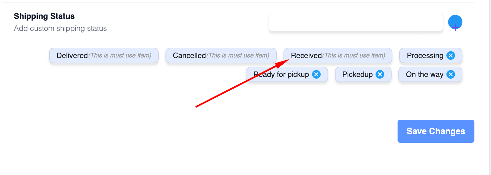 This is a screenshot of received tag