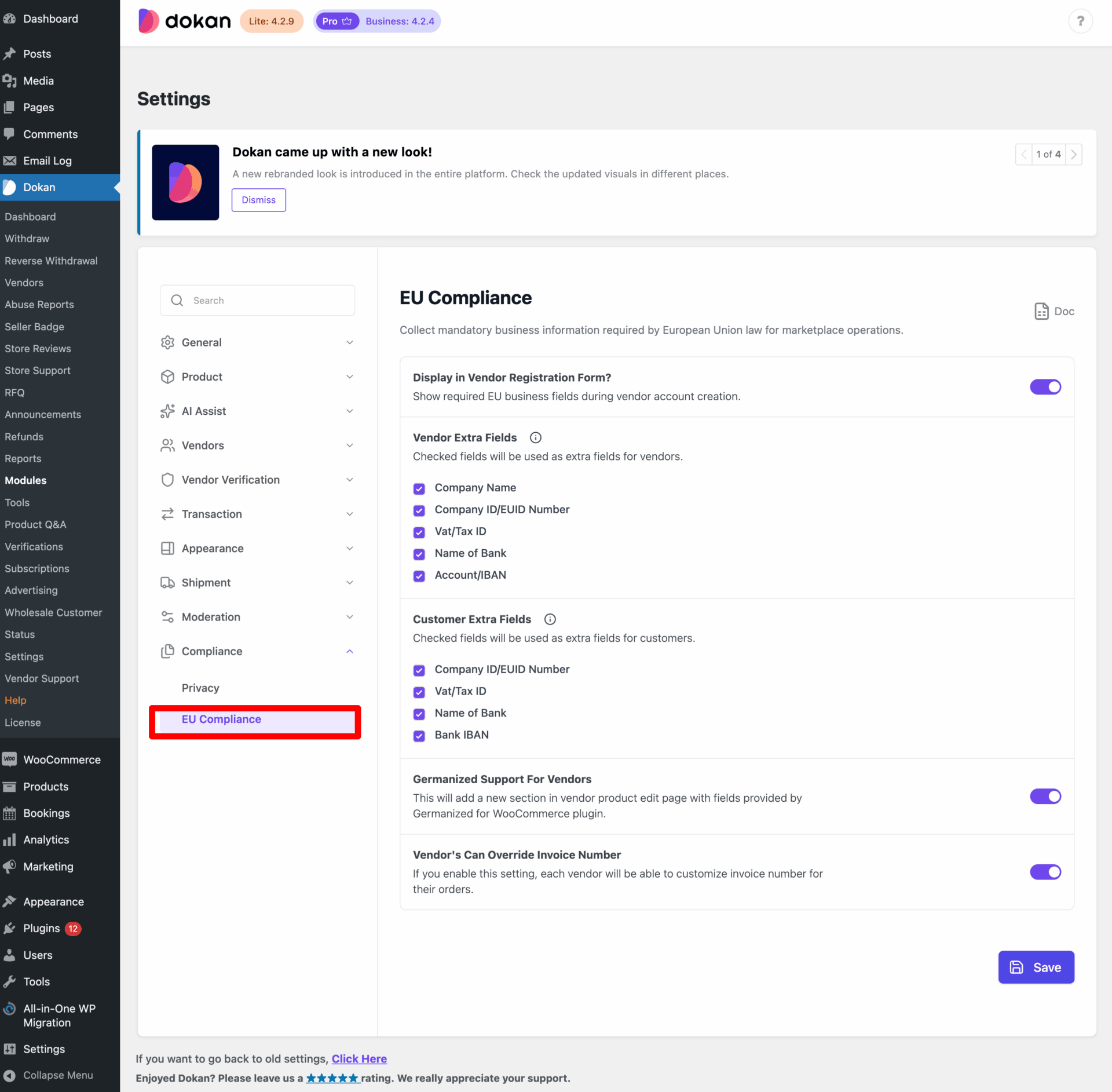 This is a screenshot of settings