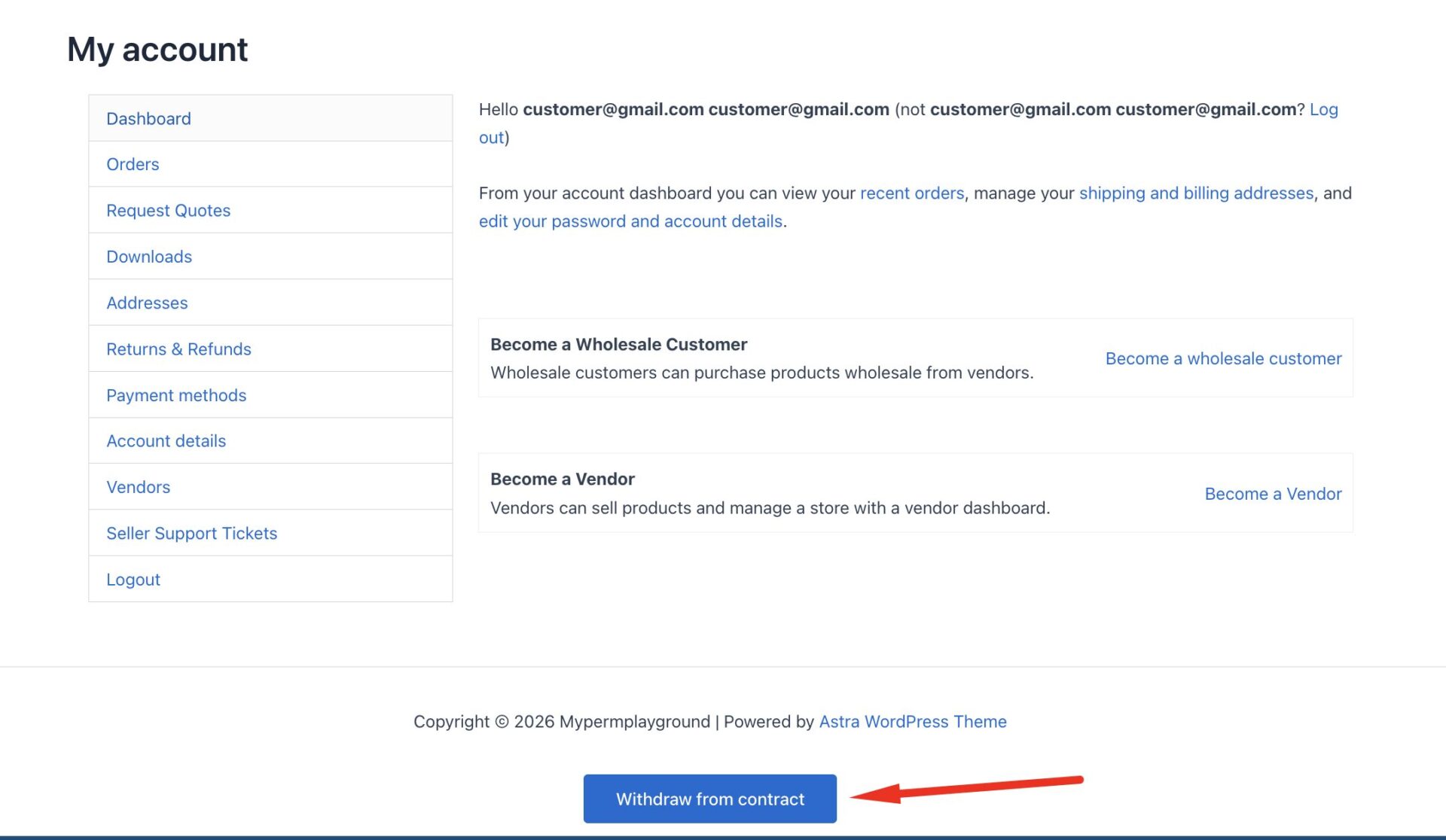 This is a screenshot of withdraw form contract