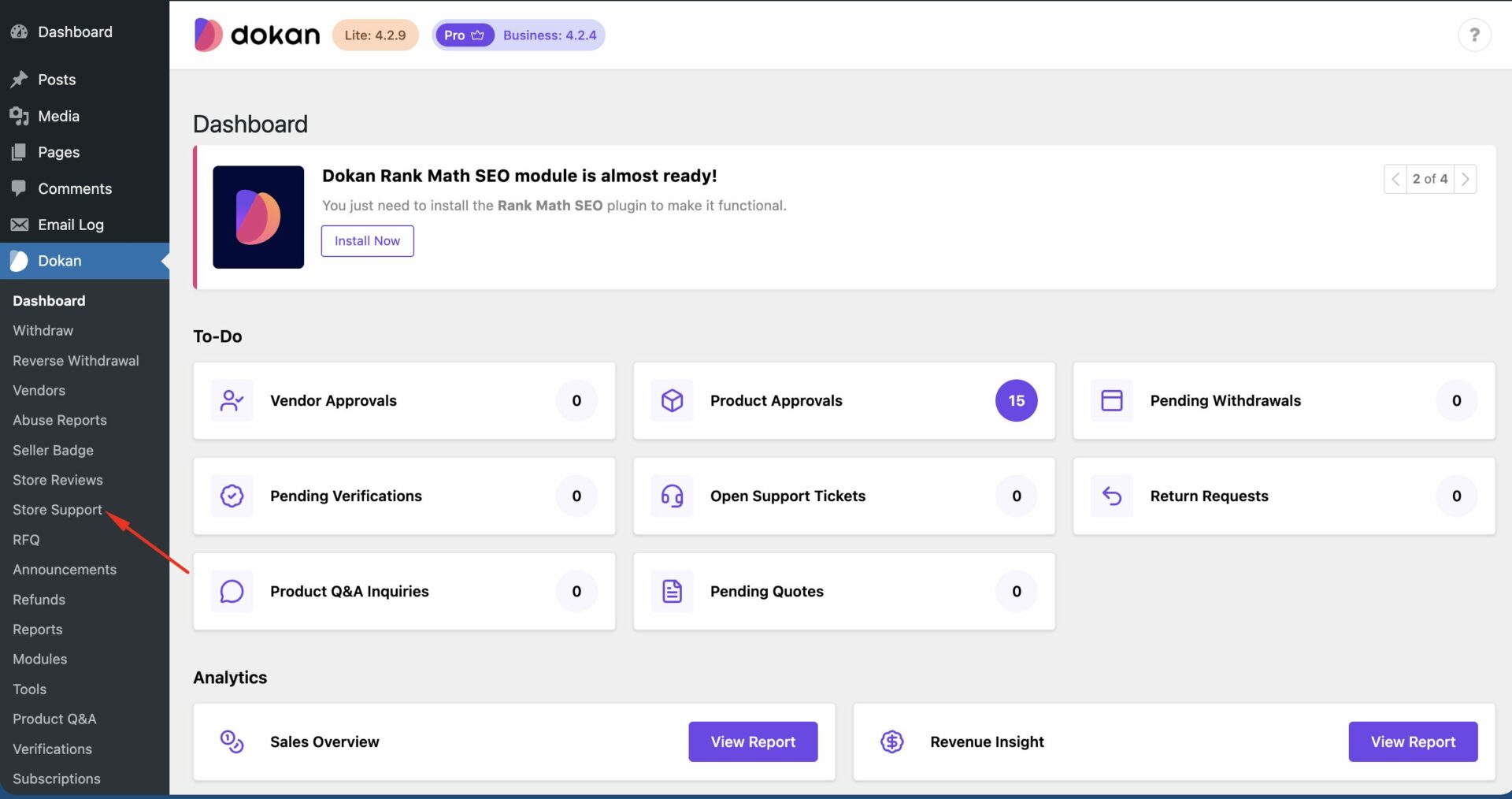 this is a screenshot of how to navigate to store support