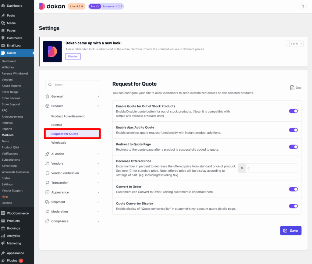 This is a screenshot of settings