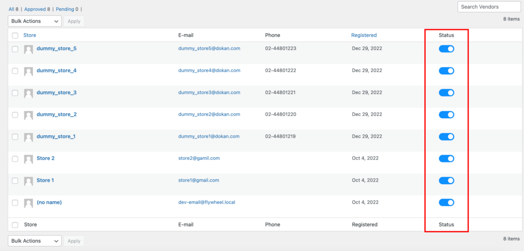 This image shows how to enable enable selling status for vendors