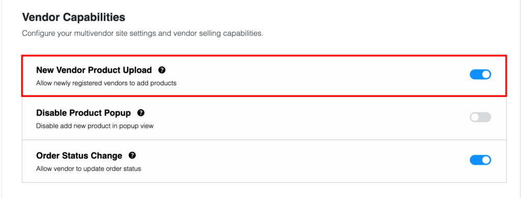 This image shows the vendors upload products option