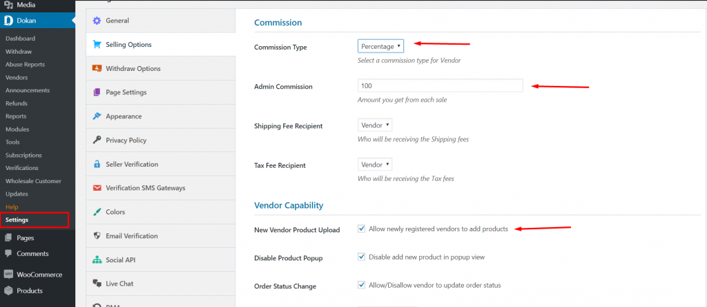 dokan vendor commission system