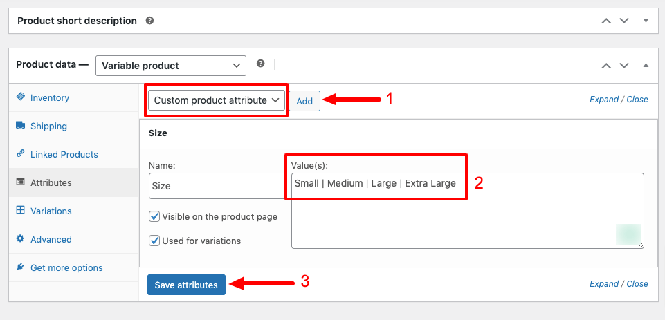 It's a screenshot that shows how to add custom product attributes.