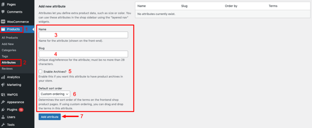 This image shows how to add new attribute in WooCommerce 