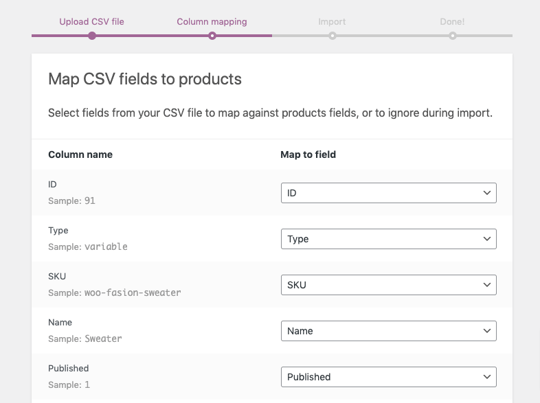 Import product data