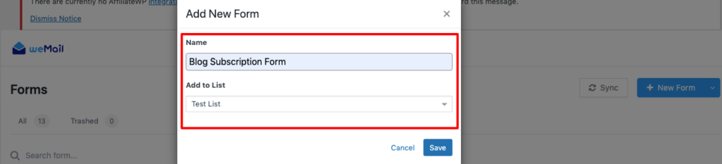 This image shows how to assign a form to a list. 