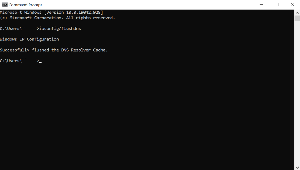 And screenshot for write commands to flush DNS cache from your windows