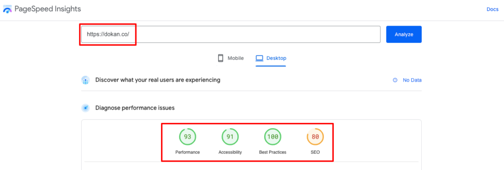 This image shows how to check site loading time